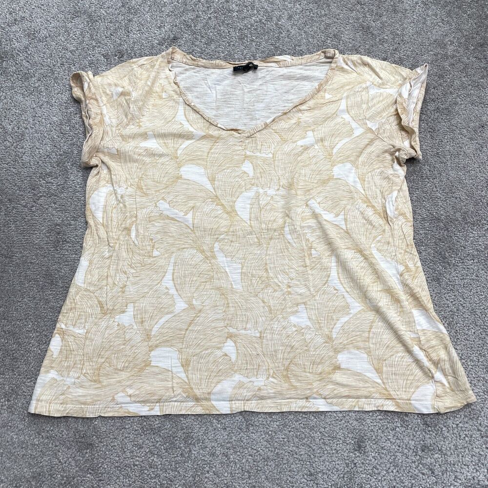 The Limited Floral T-Shirt Womens XL Brown White V-Neck Short Sleeve Casual Tee